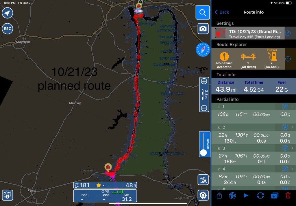 Travel Day Oct. 21, 23 (Grand Rivers, KY to Buchanan, TN) Travel Day&nbsp;#15