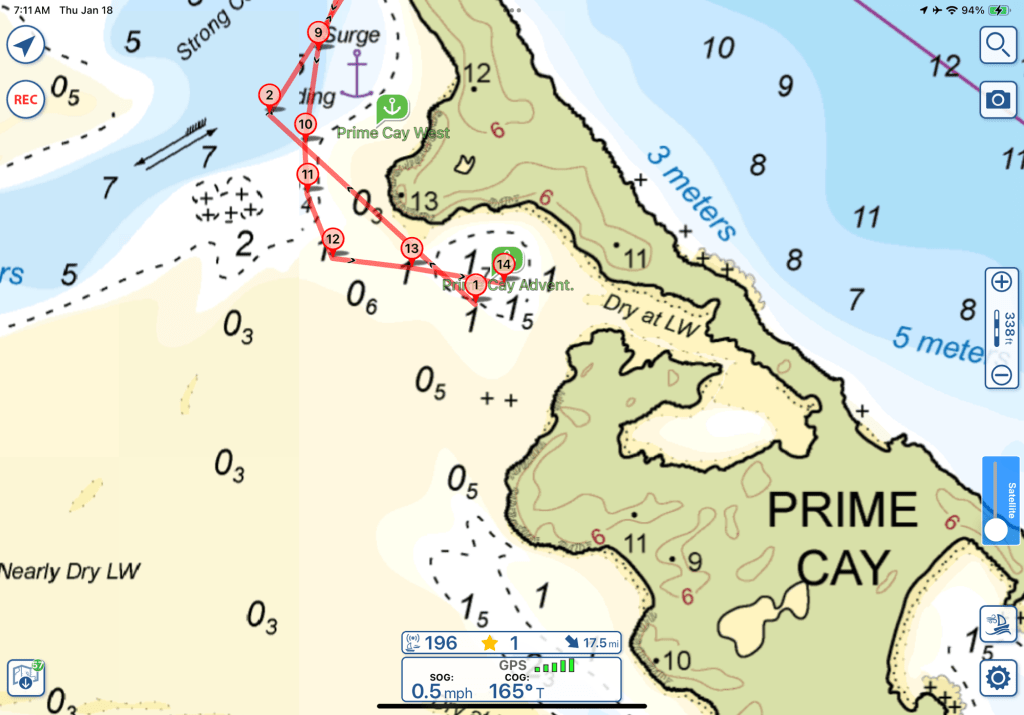 Travel day Jan. 18, 24 (Black Cay to Prime Cay) travel day #&nbsp;52